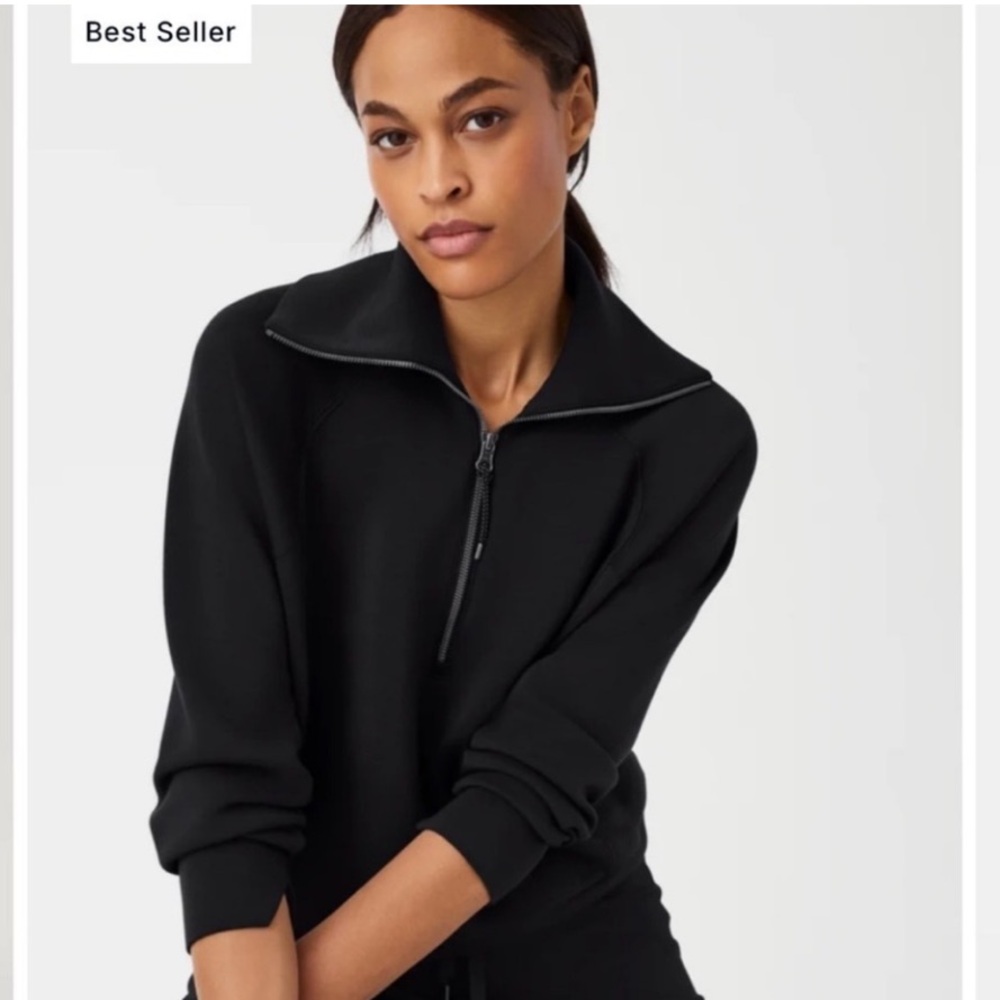 SPANX Black Half-Zip Pullover Sweater - image 2